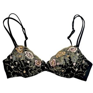 On Gossamer Floral Lace Demi Cup Bra  34B NWOT